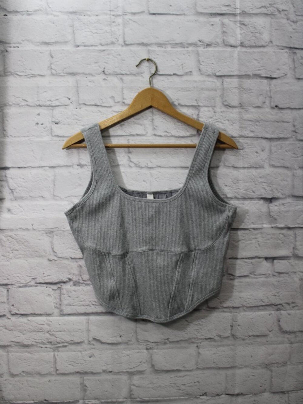 PINK Victoria's Secret XXL Gray Ribbed Corset Style Summer Casual Tank Top